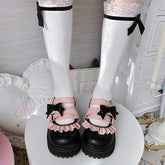 LBSFY  -  Cute Bowknot Loli Shoes Women's Fashion Tea Party Round-toe Wedge Lolita Shoes Kawaii Bow Lolita Jk Girls' Shoes